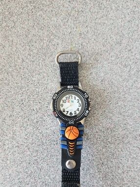 Kids Basketball Quartz Watch - Black and Blue Strap